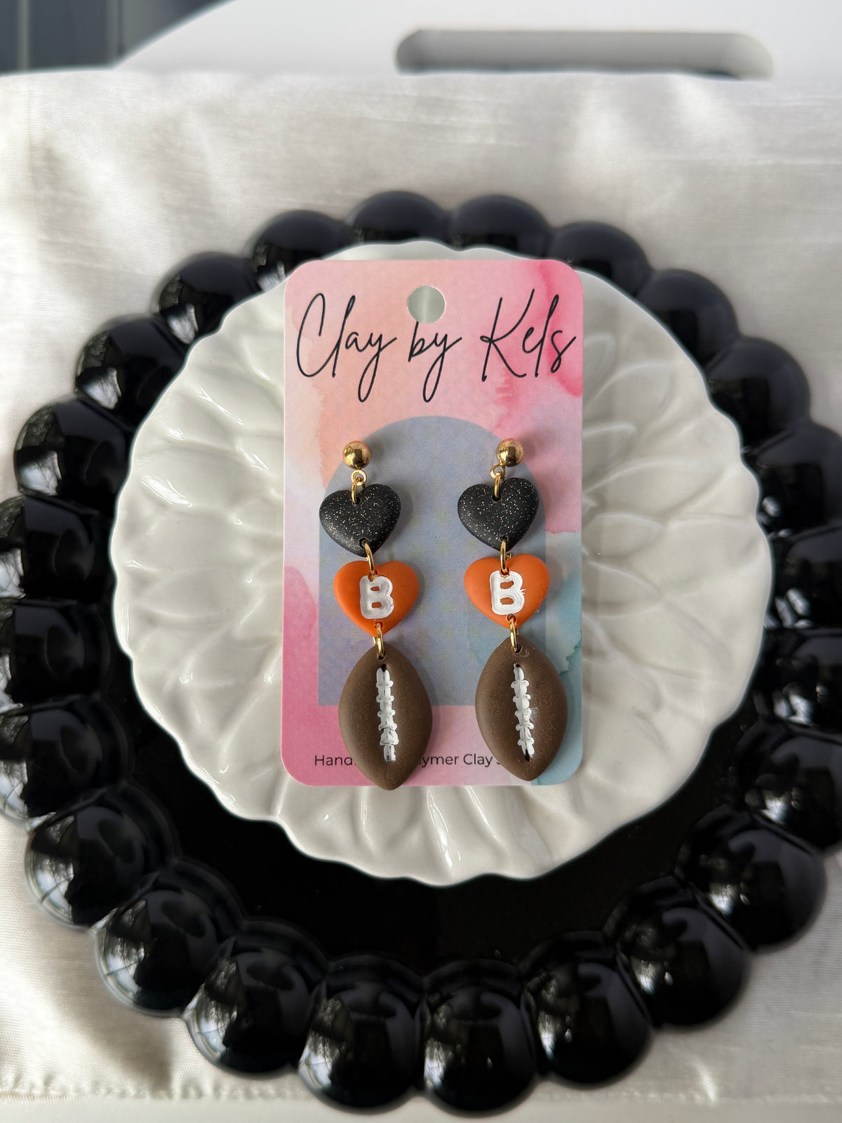 Bengal Football Heart "B" Dangles