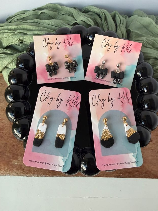 Black and White Gold Foil Dangles