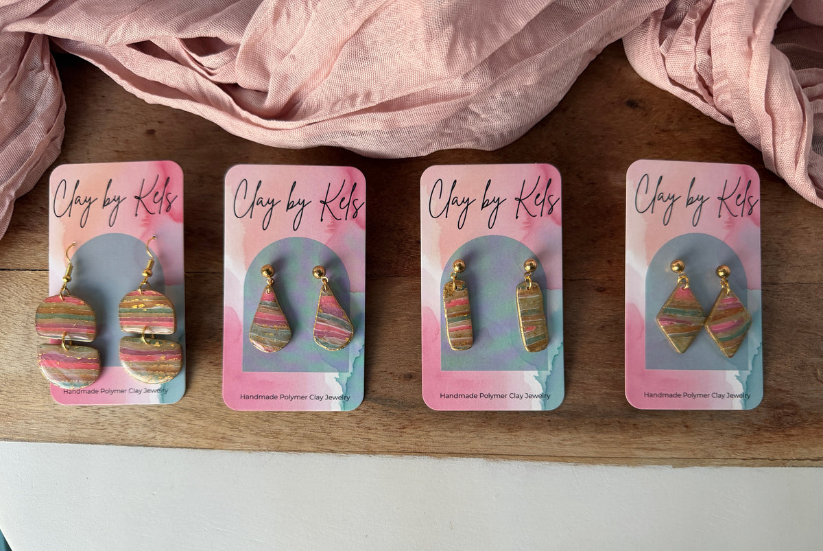 Gold Foil Striped Dangles