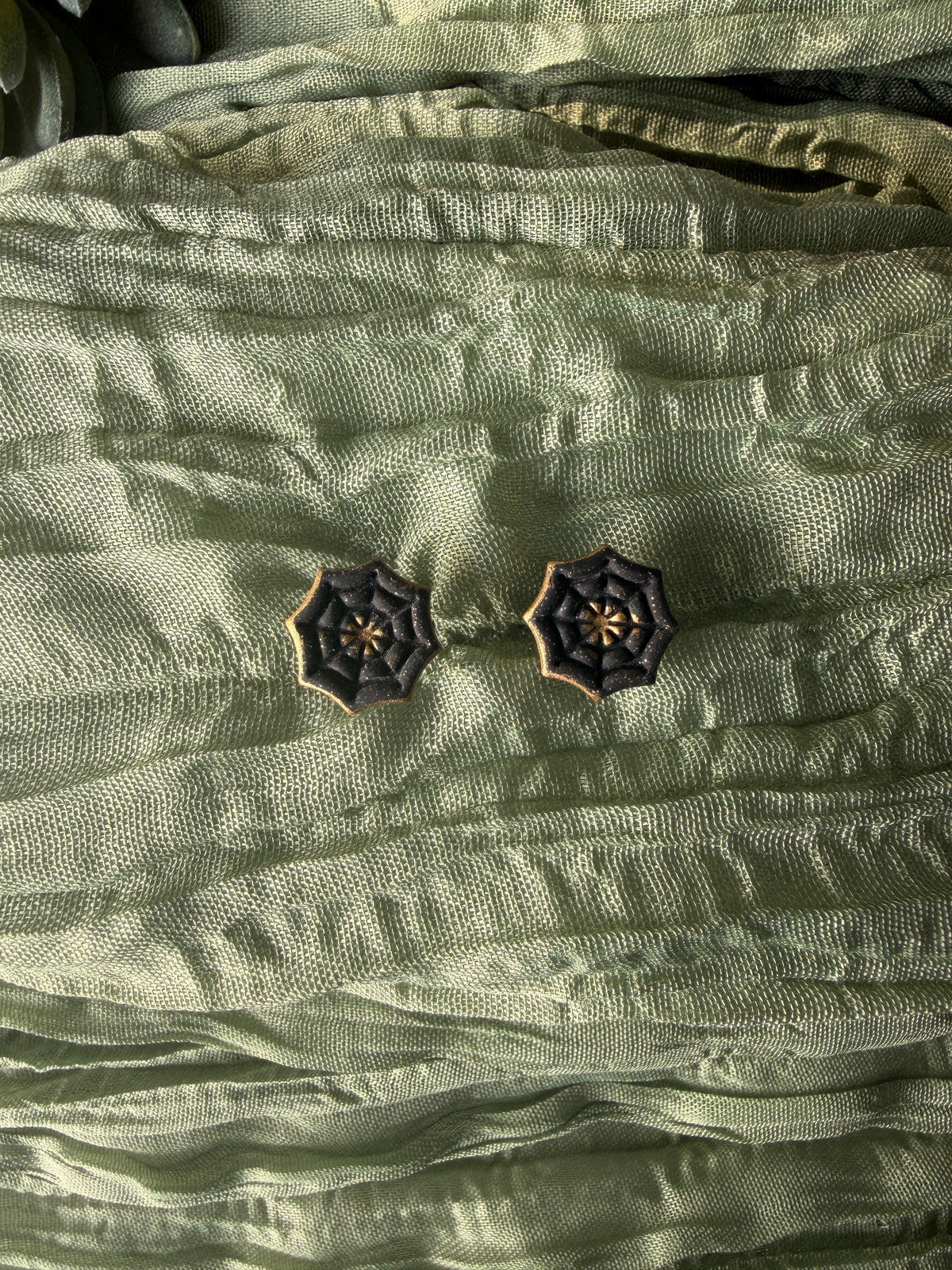Glitter Black Spider Web Studs