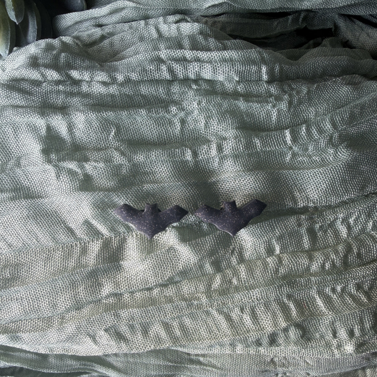 Glitter Black Bat Studs