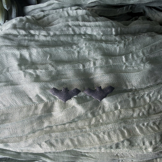 Glitter Black Bat Studs