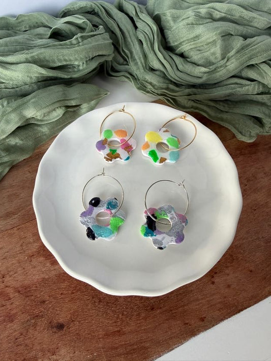 Small Flower Resin Hoop Dangle