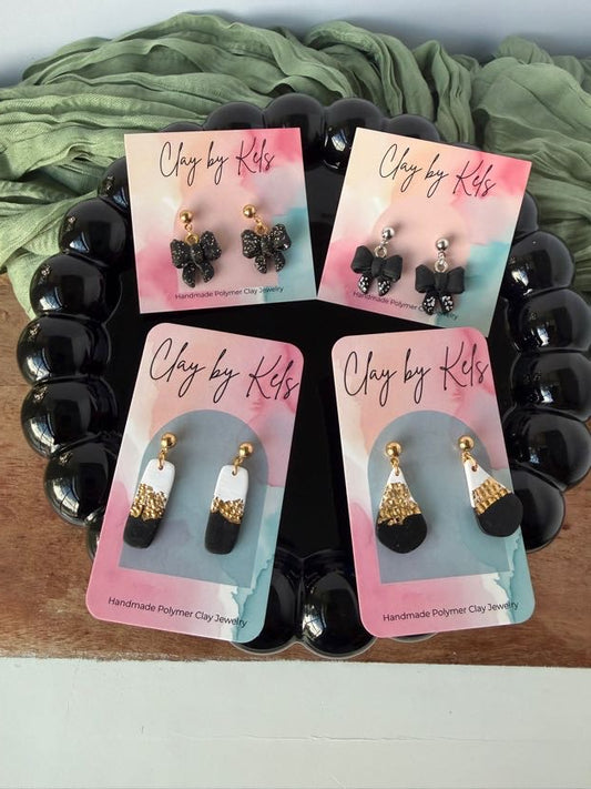 Black and White Gold Foil Dangles