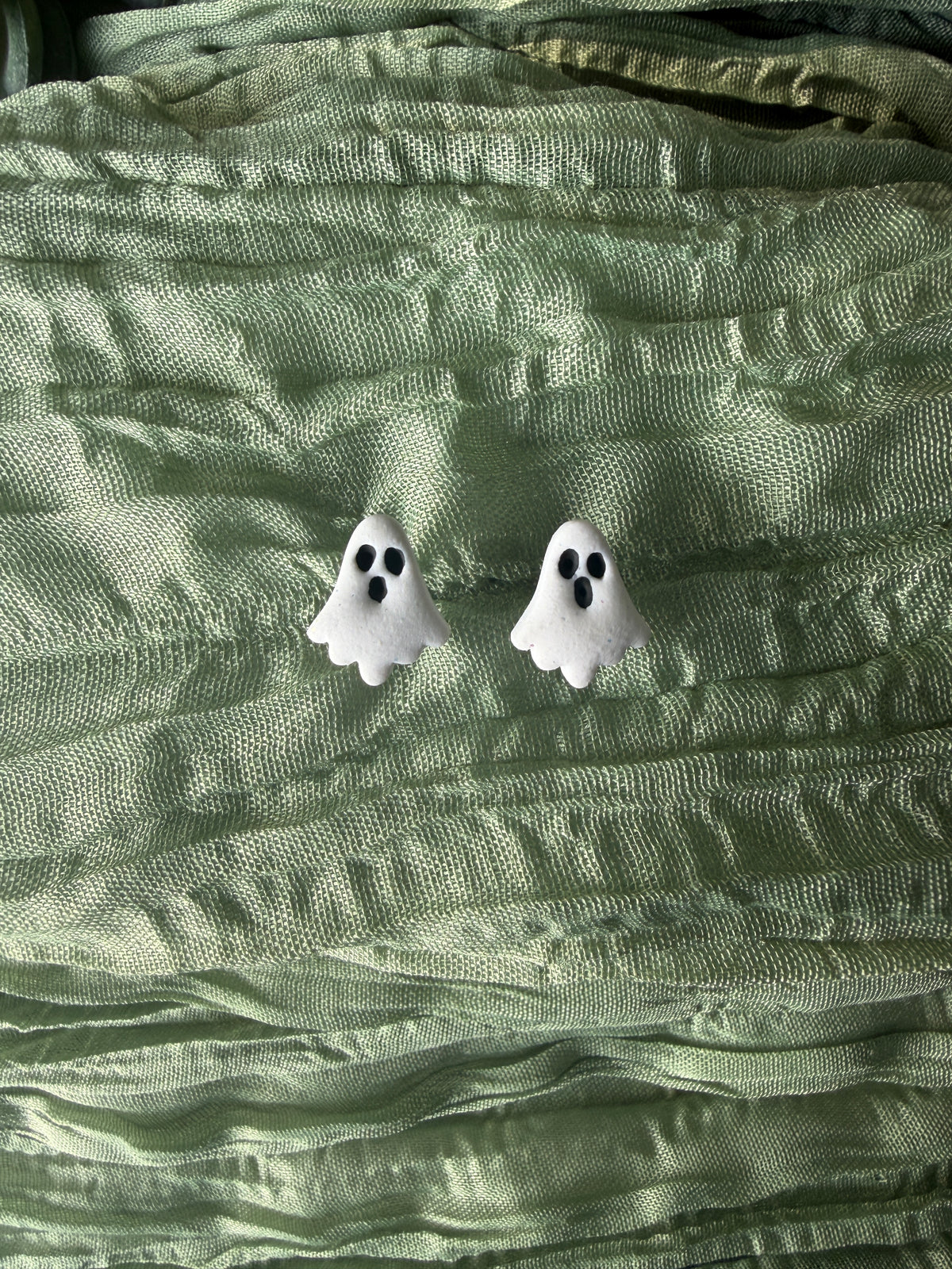 Glitter White Ghost Studs