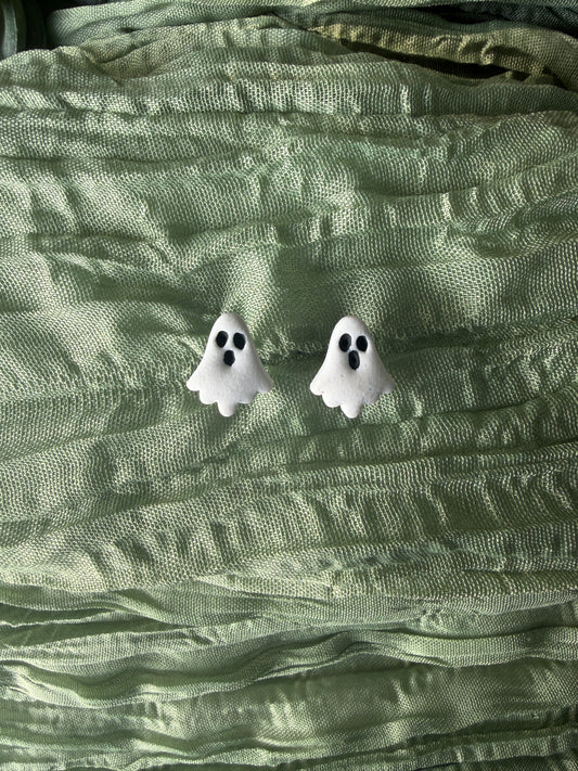 Glitter White Ghost Studs